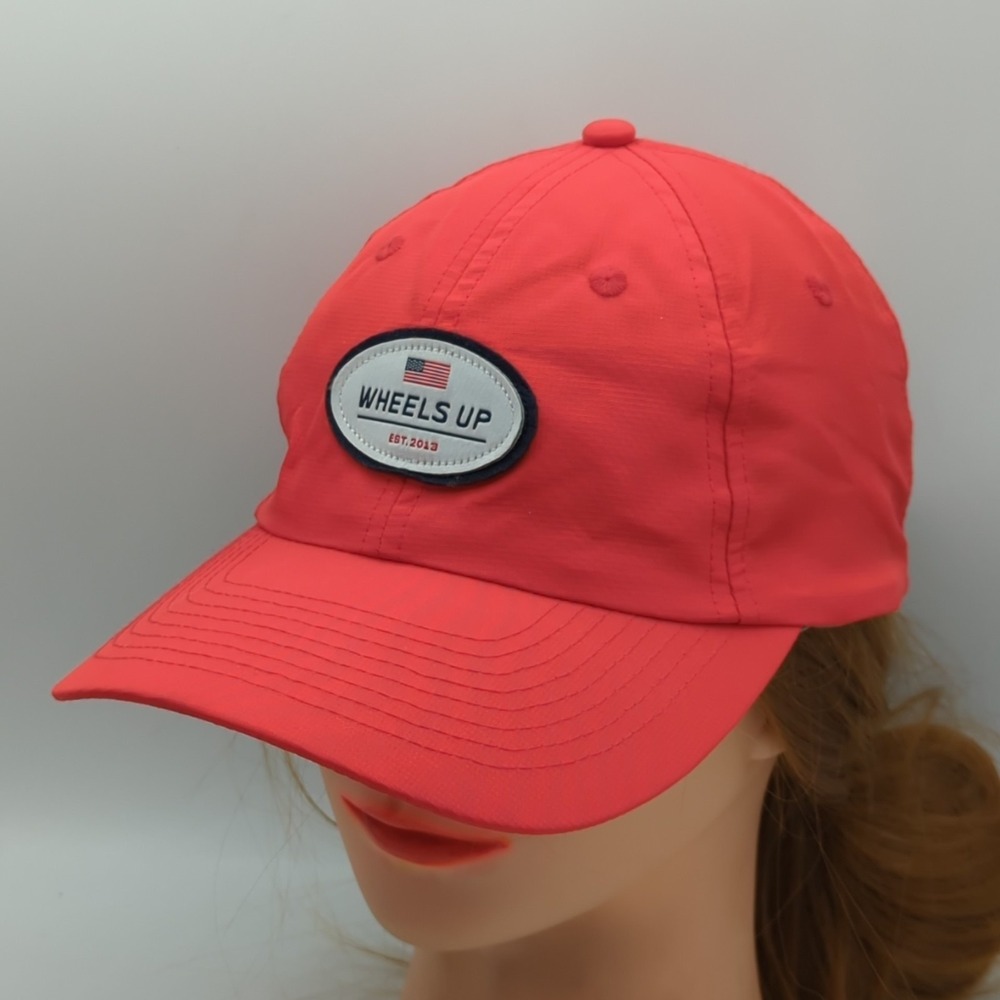 Wheels Up Airline Company Jet Airlines Golf  Hat Cap Red USA Flag Patch OSFA